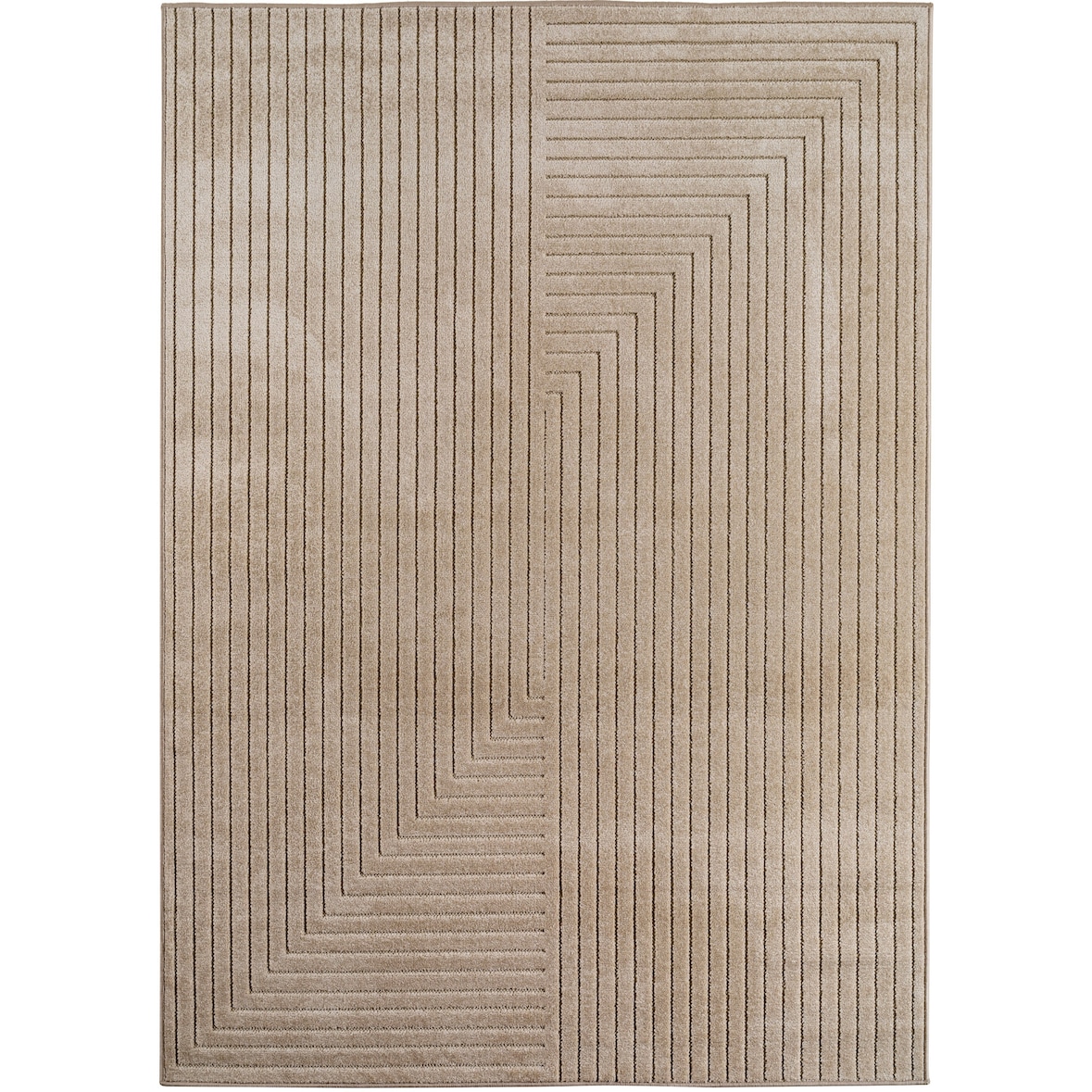 Balkonteppich Skandinavischer 3D-Design Wetterfest Waschbar Strapazierfähig Terrasse Garten Beige 200x290 cm – ENGADIN von Kadima Design