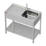 thumbnail of Gasfrit- Fregadero bajo barra 1 seno y 1 escurridor y grifo incluido dos aguas industrial acero inoxidable 800 x 500 x 850 mm