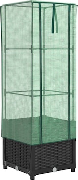 thumbnail of vidaXL Hochbeet mit Gewächshaus-Aufsatz Rattan-Optik 40x40x139 cm