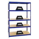 thumbnail of PROREGAL Étagère charge lourde BIG ELEPHANT M, HxLxP 180x120x60cm, 250kg par niveau, Bleu, Étagère robuste de Garage, Atelier