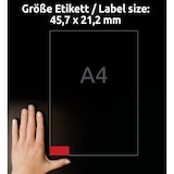 thumbnail of Avery Zweckform L6038-20 Farbige Etiketten, ablösbar, A4, 45,7 x 21,2 mm, 20 Bogen/960 Etiketten, rot
