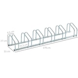 thumbnail of HOMCOM aparcamiento para 6 bicicletas soporte de acero para aparcar bicicletas en el suelo o pared estacionamiento para interior exterior 179x33x27 cm