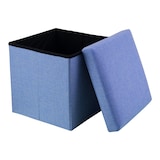thumbnail of Intirilife Faltbarer Sitzhocker 38x38x38 cm in MEER BLAU - Sitzwürfel Fußhocker mit Stauraum und Deckel aus Stoff in Leinen Optik