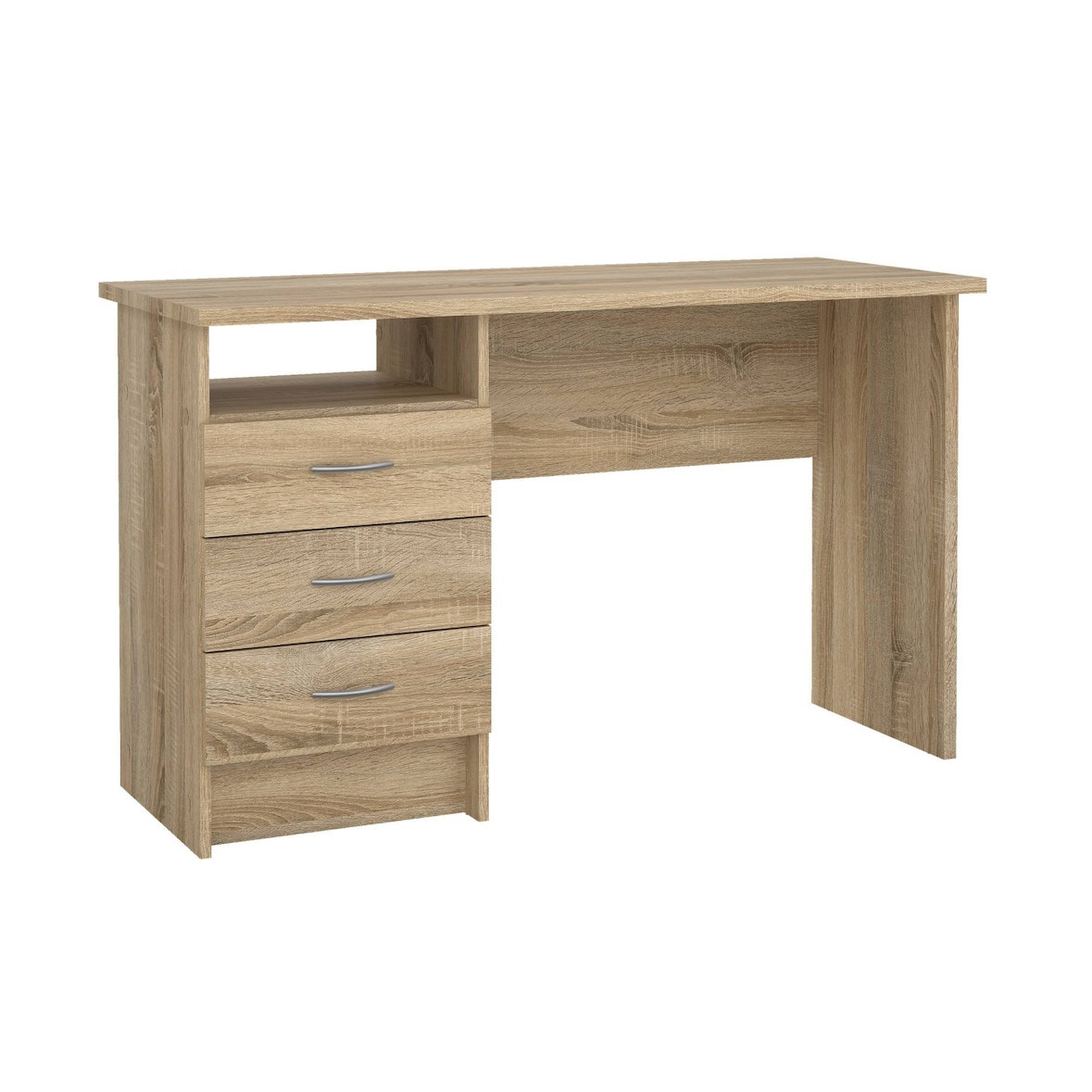 WellHome - Mesa de Escritorio con 3 Cajones en color Roble 121 x 49 x 73 cm - Duero Oak