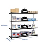 thumbnail of SimonRack Étagères Charge Lourde 2000x1800x750 mm, 4 Niveaux Métal, 600 mmkg par Niveau, Structure Acier, Anthracite/Galvanisé - Simonforte