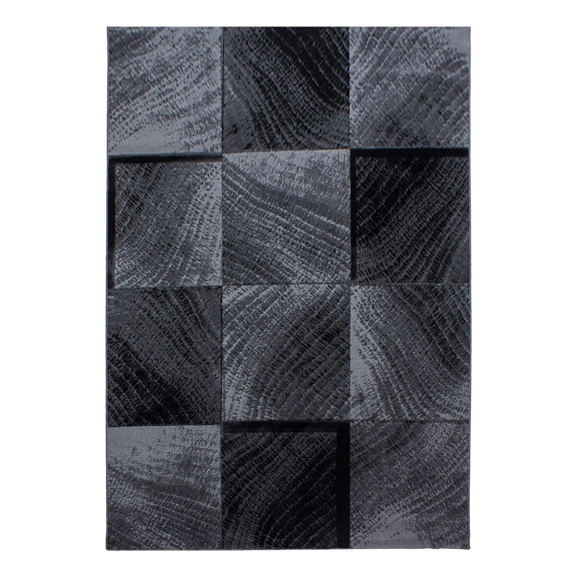 Teppich Kurzflor Karo Modern Waschbar Strapazierfähig Esszimmer Flur OEKO-TEX Schwarz 160x230 cm Schadstoffgeprüft – INN von Kadima Design