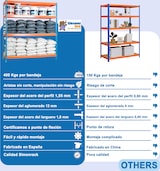 thumbnail of SimonRack Estantería Industrial, 2000x1800x750 mm, 400 kg de Punto Flexión, 4 Estantes Madera, Estantería Garaje, Azul/Naranja/Madera - Ecoforte