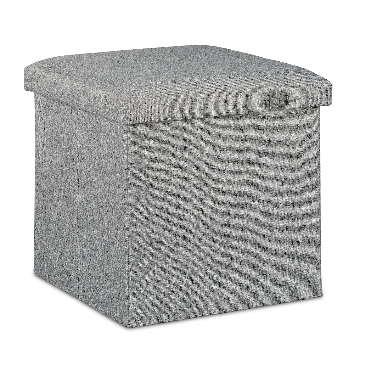 Relaxdays Sitzhocker mit Stauraum, faltbar, weich gepolstert, eckig, Stoff, Sitzwürfel, HBT: 37 x 37,5 x 37,5 cm, grau