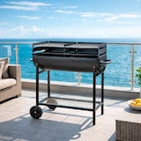thumbnail of Barbecue A Carbone Con 2 Griglie Regolabili BBQ In Acciaio Resistente Con Ruote E Ripiano Portaoggetti Giardino Terrazzo 90 x 45 x 96 Cm Nero