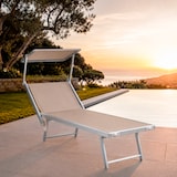 thumbnail of Lettino Prendisole Pieghevole Professionale in Alluminio e Tessuto Textilene Tettuccio Orientabile Parasole Sdraio Mare Spiaggia 182x60x38 cm Beige