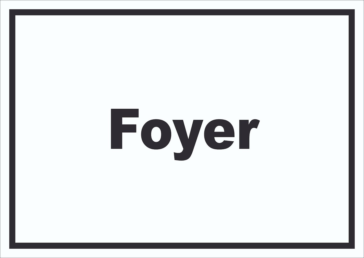 Foyer Schild mit Text Eingangshalle Empfangshalle waagerecht A1 Rückseite selbstklebend