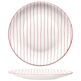 thumbnail of 6er Set Speiseteller rot gestreift Steingut Ø25,2cm weiß Essteller groß Grillen