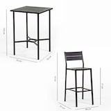 thumbnail of Buiten-eetset met hoge tafel, 2 barkrukken van staal en polyethyleen met houtlook, voor terras, balkon, bar en restaurants – DANTE+BEATRICE