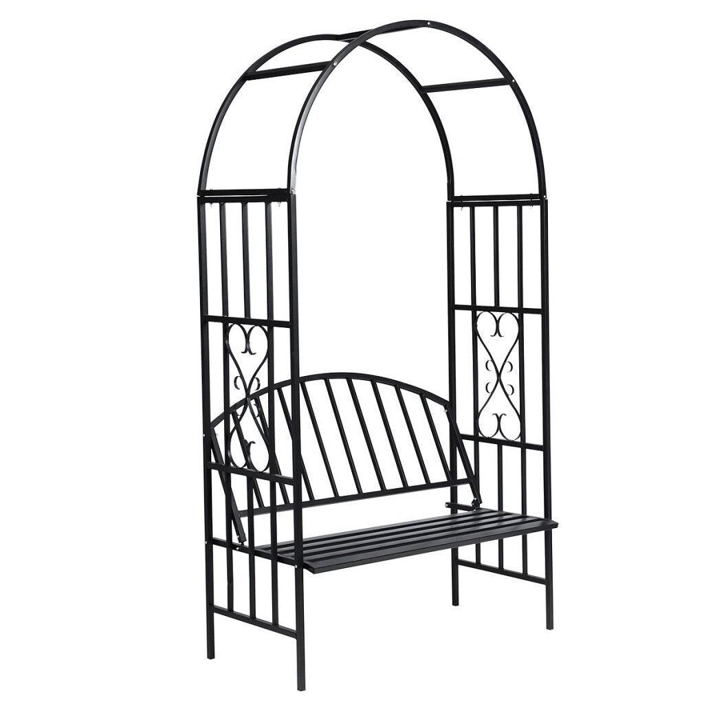 Helloshop26 - Arco de rosas gazebo de jardim com banco de metal gazebo 2202005