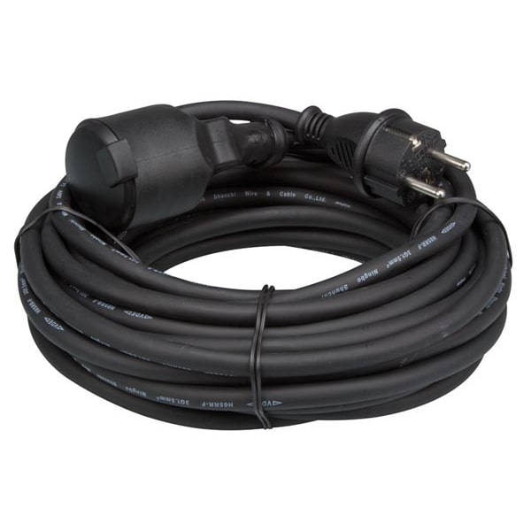 Cable prolongador de goma - 10 m - 3g1.5 - toma de tierra de espiga