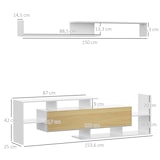 thumbnail of Mueble de Salón para TV Conjunto Muebles de TV con Mesa para Televisor 153,6x25x42 cm y Estante de Pared 150x14,5x16,3 cm