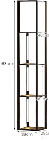 thumbnail of COSTWAY Stehleuchte mit Regalen, Holzregal Lampe mit 3-stufig einstellbarem LED-Streifen und Fußschalter, Stehlampe