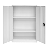 thumbnail of Aktenschrank HWC-H17, Stahlschrank Büroschrank Schrank, 2 Türen abschließbar Metall ~ 140x90x40cm grau