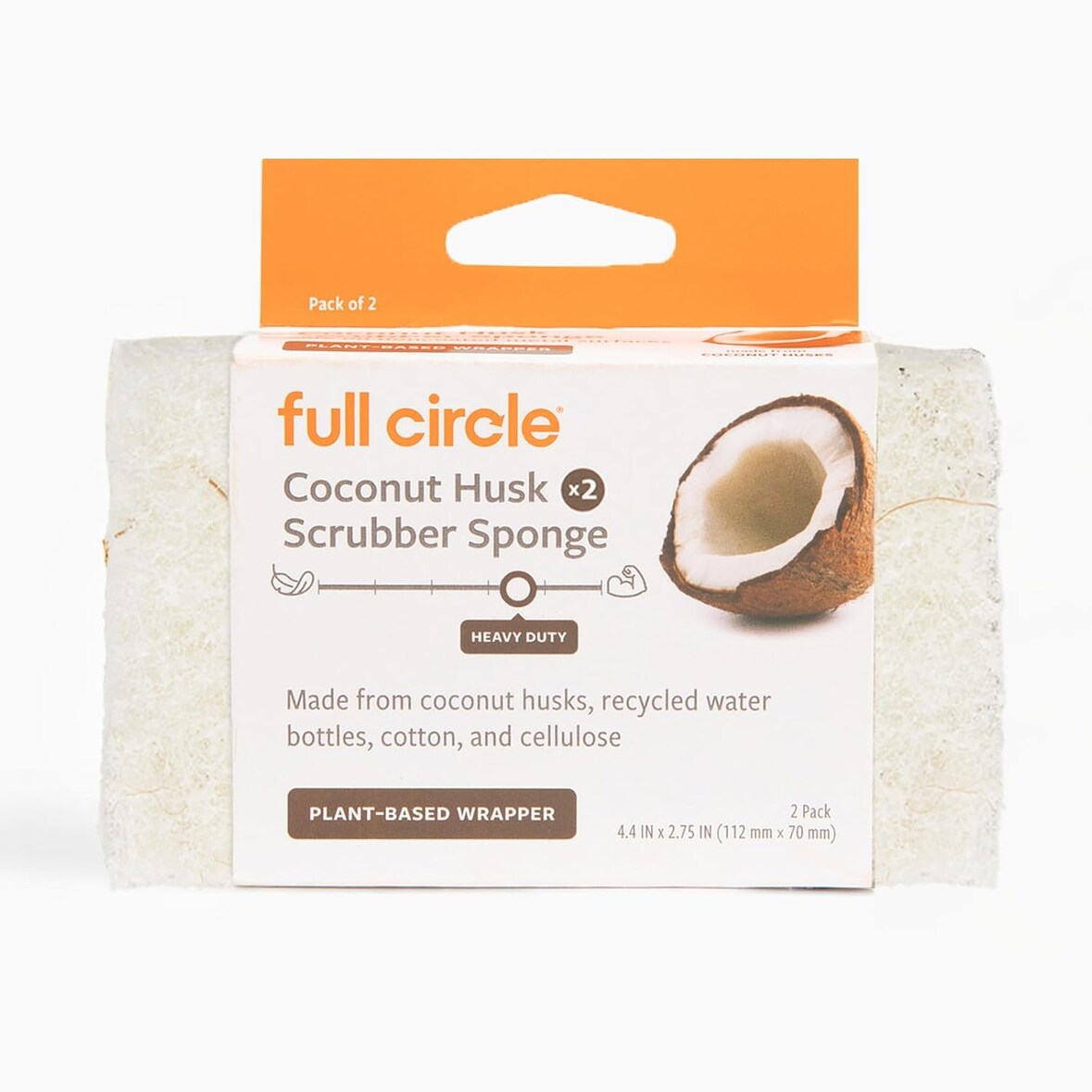 Full Circle Pack 2 Esponjas de Coco para Fregar | Fibra Natural de Cáscara de Coco y Celulosa Suave | Aptas para Antiadherentes | Eco-Friendly sin BPA
