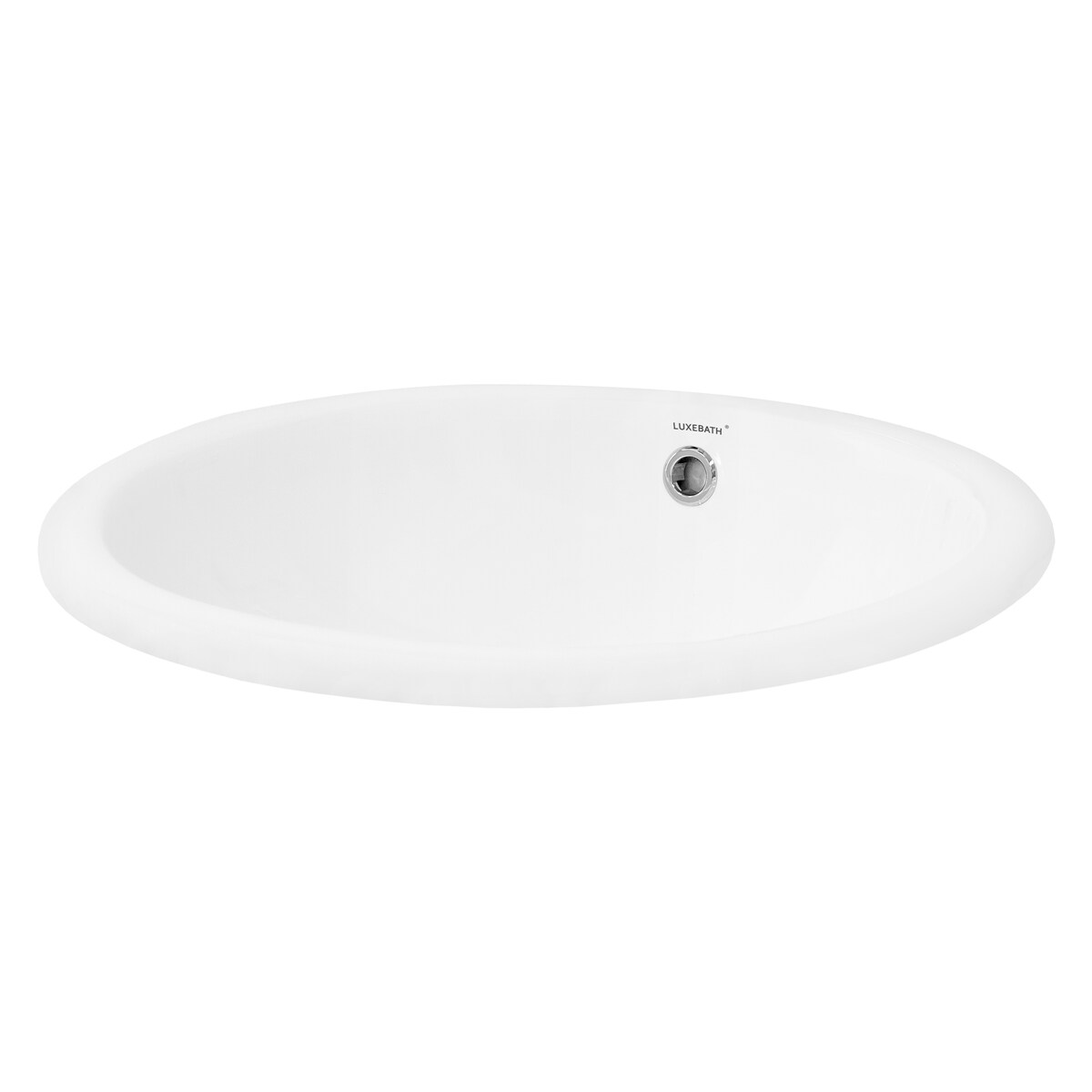 LuxeBath ML-Design Einbau-/Aufsatzwaschbecken Keramik Weiß glänzend 49 × 40,5 × 19,5 cm, oval, mit Überlauf & Abflussloch – modernes Waschbecken