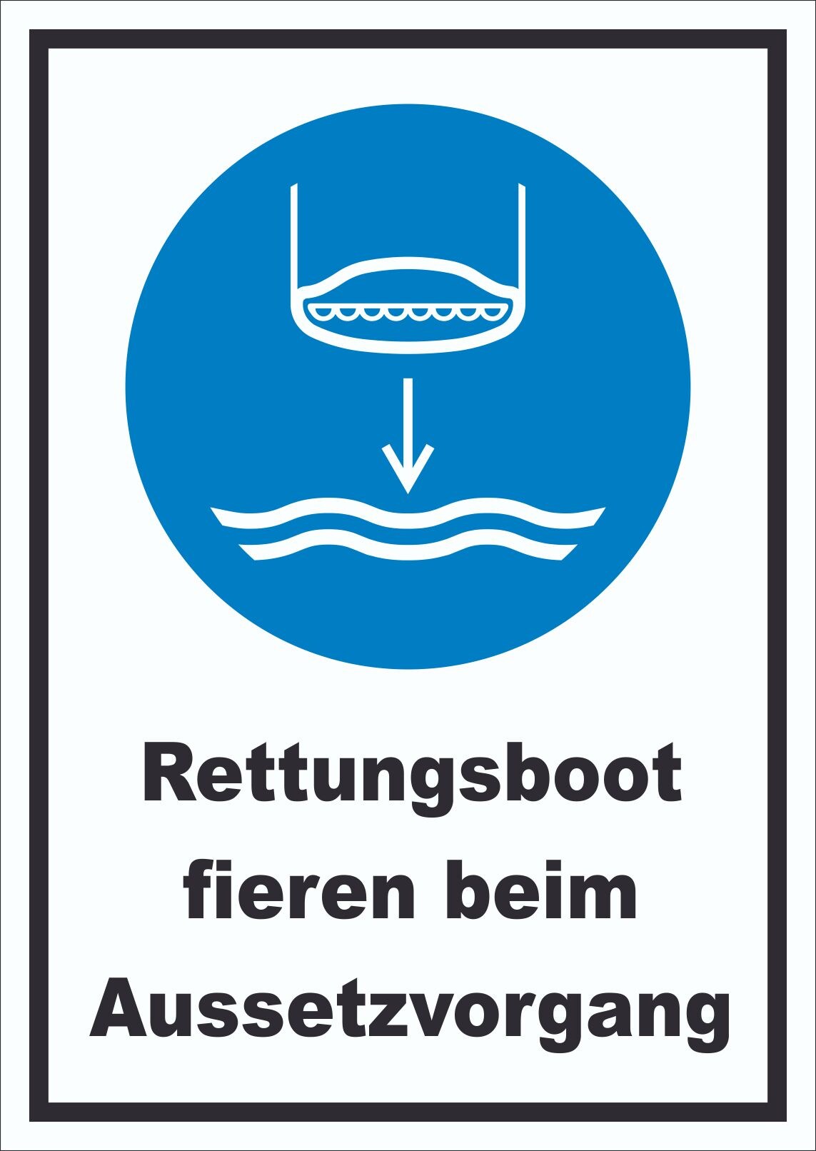 Rettungsboot fieren beim Aussetzvorgang Schild A2 (420x594mm)