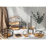 thumbnail of WellHome - Servethouder van metaal en bamboe in zwart Kleur 19x19x7 cm - A-mesa