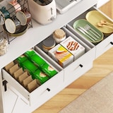 thumbnail of HOMCOM alacena de cocina con 2 puertas corredizas 3 cajones encimera para microondas y estantes ajustables blanco 93,5x40x180 cm