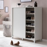 thumbnail of Schuhschrank `Fulda`: 20 Paar Schuhe, moderne Ablagefächer, Schiebetüren, kratzfest, Melaminharz. Weiß, 100x38x108 cm | Kadima Design