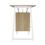thumbnail of Merax Schreibtisch 130×55×75 cm, geräumiger Bürotisch mit 3 Schubladen, integrierter Stauraum, MDF-Tischplatte in Naturholzfarbe & Weiß