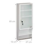 thumbnail of Relaxdays Medizinschrank, Glastür, abschließbar, 4 Fächer, HBT 65x27x12 cm, für Medikamente, Arzneischrank hängend, weiß