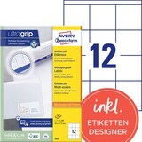 thumbnail of AVERY Zweckform ultragrip Universaletiketten 3661 Selbsthaftend DIN A4 Weiß 70 x 67,7 mm 100 Blatt à 12 Etiketten