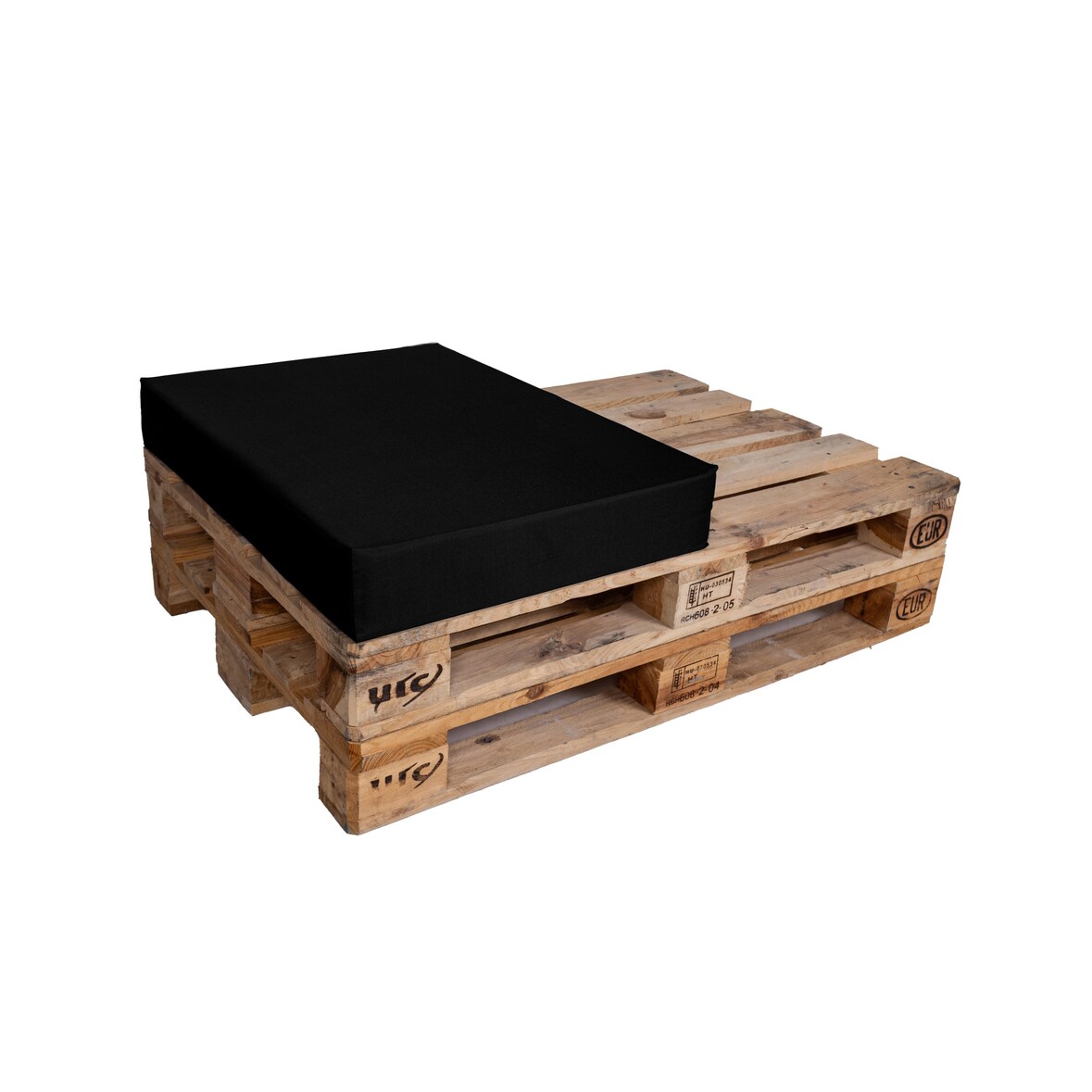 TexDeko Halbes Palettenkissen 60x80x12cm Loungekissen Wasser-& schmutzabweisend, abnehmbarer Bezug mit Reißverschluss, waschbar (Schwarz)