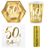 thumbnail of Party Geschirr 50. Geburtstag gold Partyset Einweggeschirr 50 Jahre Teller Becher Servietten