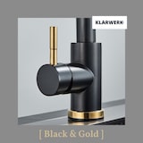 thumbnail of JANA | Grifo de cocina extensible de acero inoxidable premium dorado negro | alto Bogo alta presión giratorio 360° 2 conexiones | Grifo Gastr