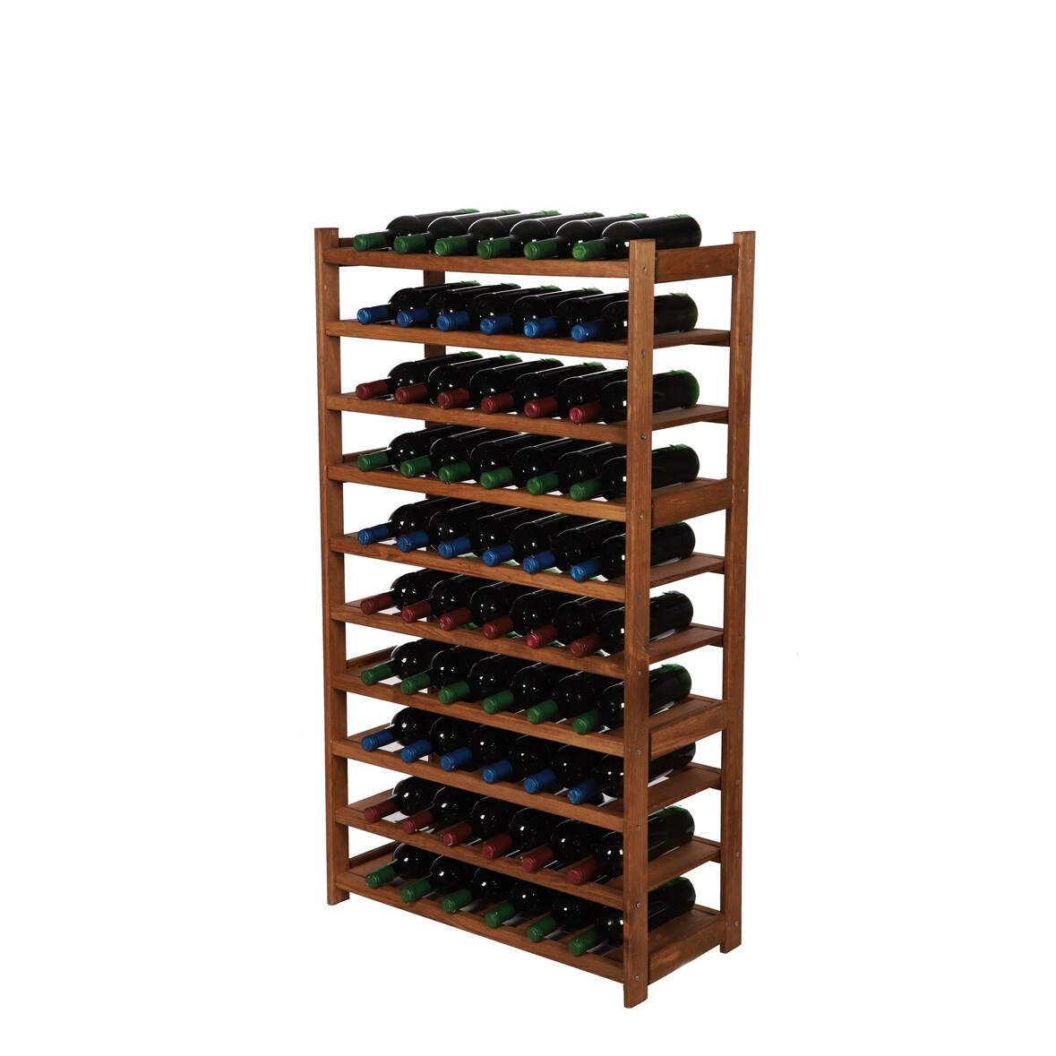 PROREGAL Weinregal SPREEWALD HxBxT 124x70x33cm 60 Flaschen auf 10 Ebenen Massives Kiefernholz Braun Flaschenregal Weinständer Holzregal