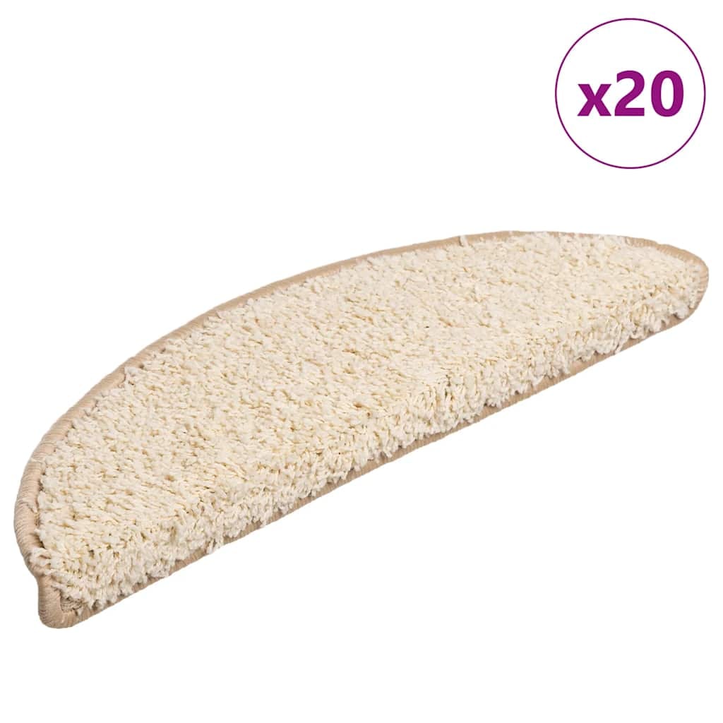 vidaXL Stufenmatten 20 Stk. 56x17x3 cm Creme Halbrund
