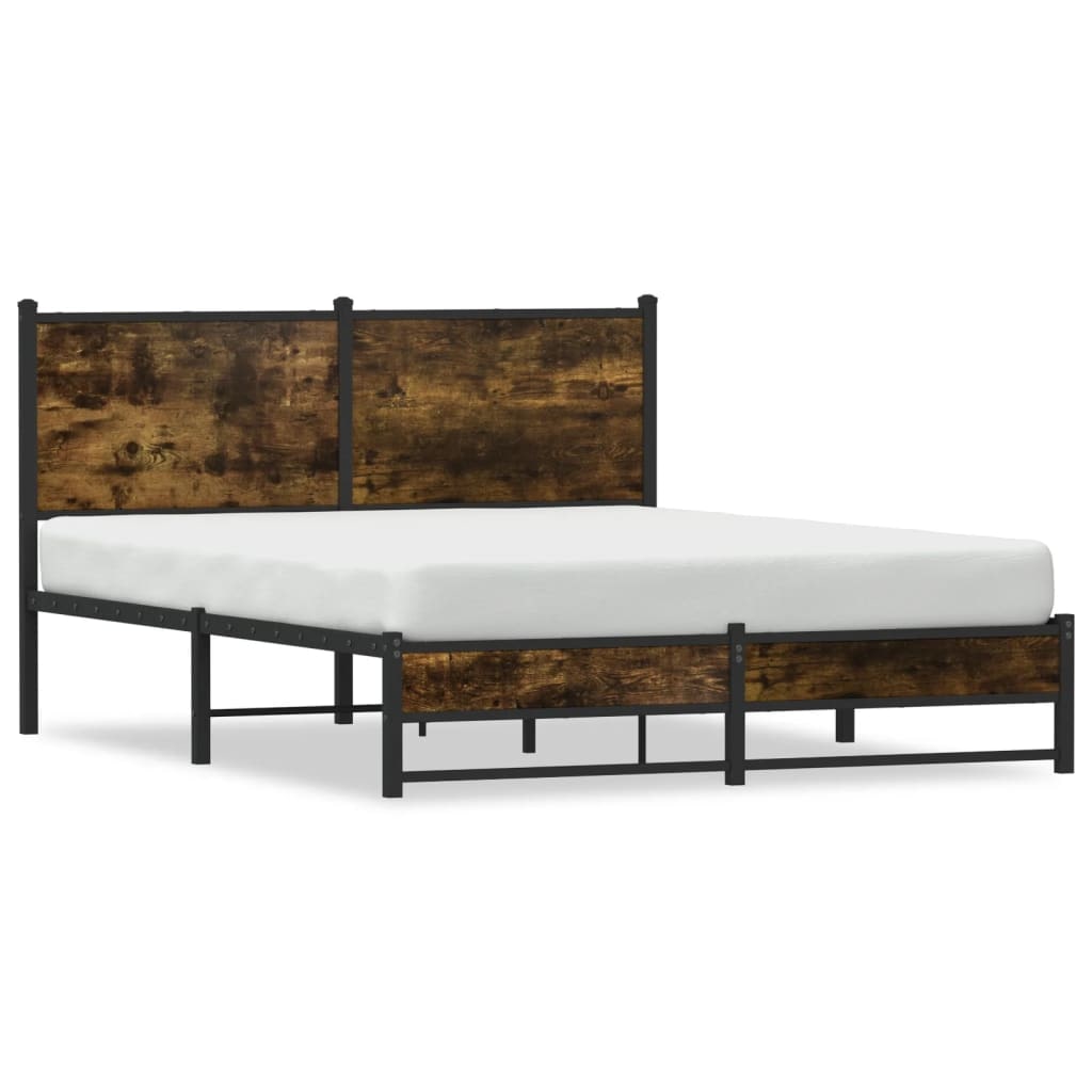 vidaXL Metallbett ohne Matratze Räuchereiche 150x200 cm