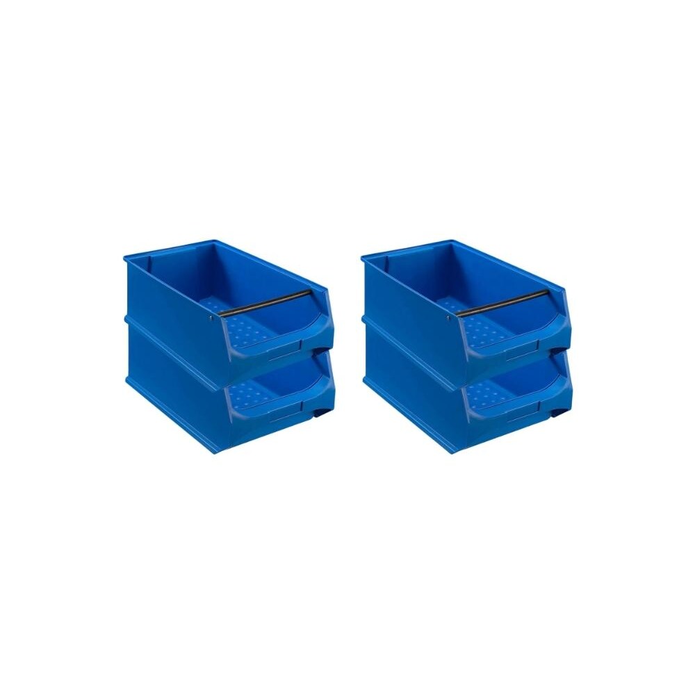 PROREGAL 4x Blaue Sichtlagerbox 5.1 mit Griffstange | HxBxT 20x30x50cm | 21,8 Liter | Sichtlagerbehälter, Sichtlagerkasten
