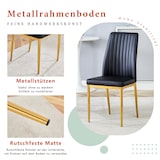 thumbnail of Essstuhl Set 4er Schwarz+Gold 93x43x43 cm mit PU Lederbezug und goldfarbenen Metallbeinen, ergonomische Rückenlehne, pflegeleicht