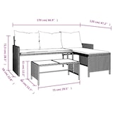 thumbnail of vidaXL Gartensofa in L-Form mit Tisch und Kissen Grau Poly Rattan