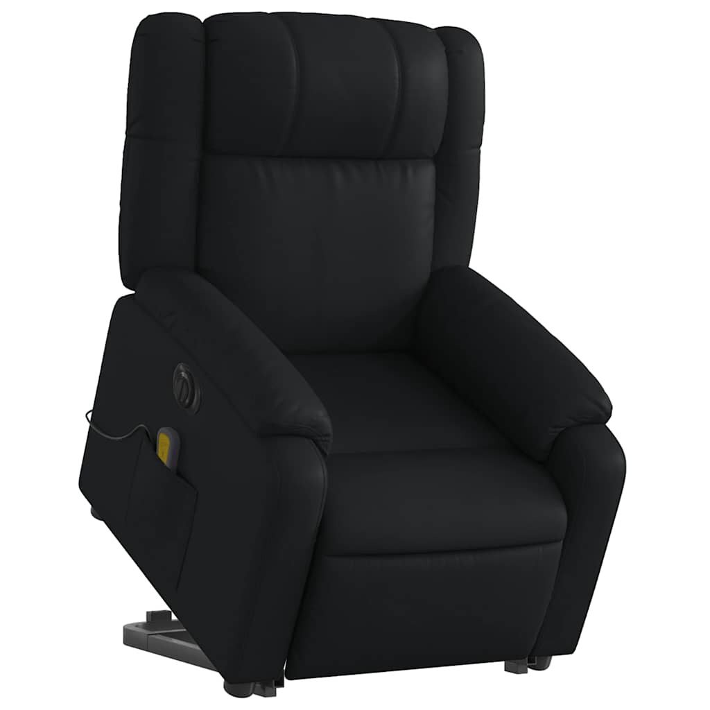 Décoshop26 - Fauteuil de relaxation fonction massage et inclinable fonction de levage électrique en PVC noir DEC027802