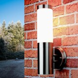 thumbnail of Licht-Erlebnisse Edelstahl Außenlampe BRIGHTON in Silber IP44 33cm Ø8cm rund Moderne Wandleuchte Hof Garten, CX220407(HL103106)