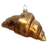 thumbnail of Christbaumschmuck Glas 15,2cm Croissant Figur Handbemalt & mit Glitzer Weihnachtsbaum Anhänger Weihnachten Weihnachtsbaumschmuck Gebäck Hellbraun