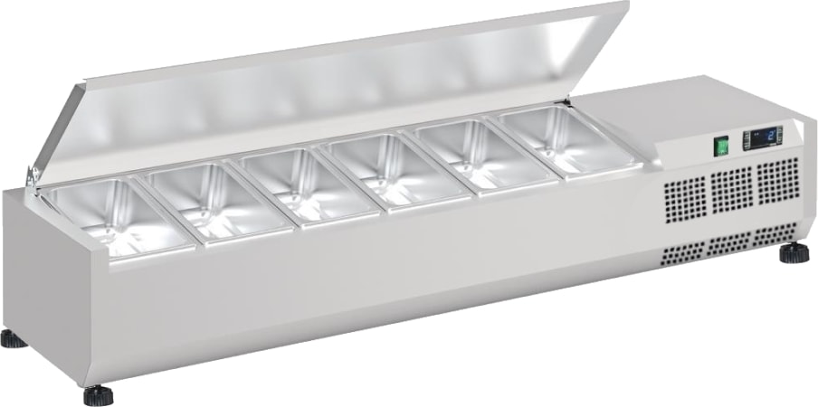 Zutatenkühlschrank mit deckel mit 6 gn 1/3-150 behältern - 1500x395x280 mm - 160 W 230/1V - 761315CT Eurast