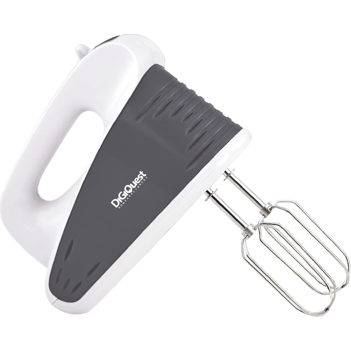 DIGIQUEST Sbattitore elettrico a 2 Fruste WHIP250, 5 Velocità, Funzione Turbo, Fruste e ganci in acciaio Inox, Grigio