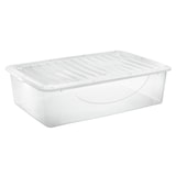 thumbnail of aro Contenitore multiuso, in plastica trasparente, 39 x 59 x 16 cm, con coperchio, 27 L, ideale per vestiti/scarpe/giocattoli, impilabile, 1 unità