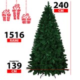 thumbnail of Albero Di Natale 240 Cm Con Sacca 1516 Rami Foltissimo Rami A Gancio Base A Croce In Metallo Doppia Foglia Colorata In PVC (240 Cm, 1516 Rami)