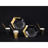 thumbnail of 6 kleine Teller schwarz mit Muster gold