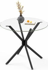 thumbnail of Esstisch rund Glas Schwarz 90x90x78 cm mit Metallbeinen verstellbaren Füßen, kratzfeste Tischplatte, kompakt für Küche Esszimmer