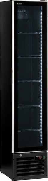 thumbnail of KLIMAITALIA Getränke-Kühlschrank mit Rührer. Infinity-Glastür und LED-Lichter. Elektronischer Temperaturregler. Temperatur 0°C/+10°C. THINCOOLERBLACK